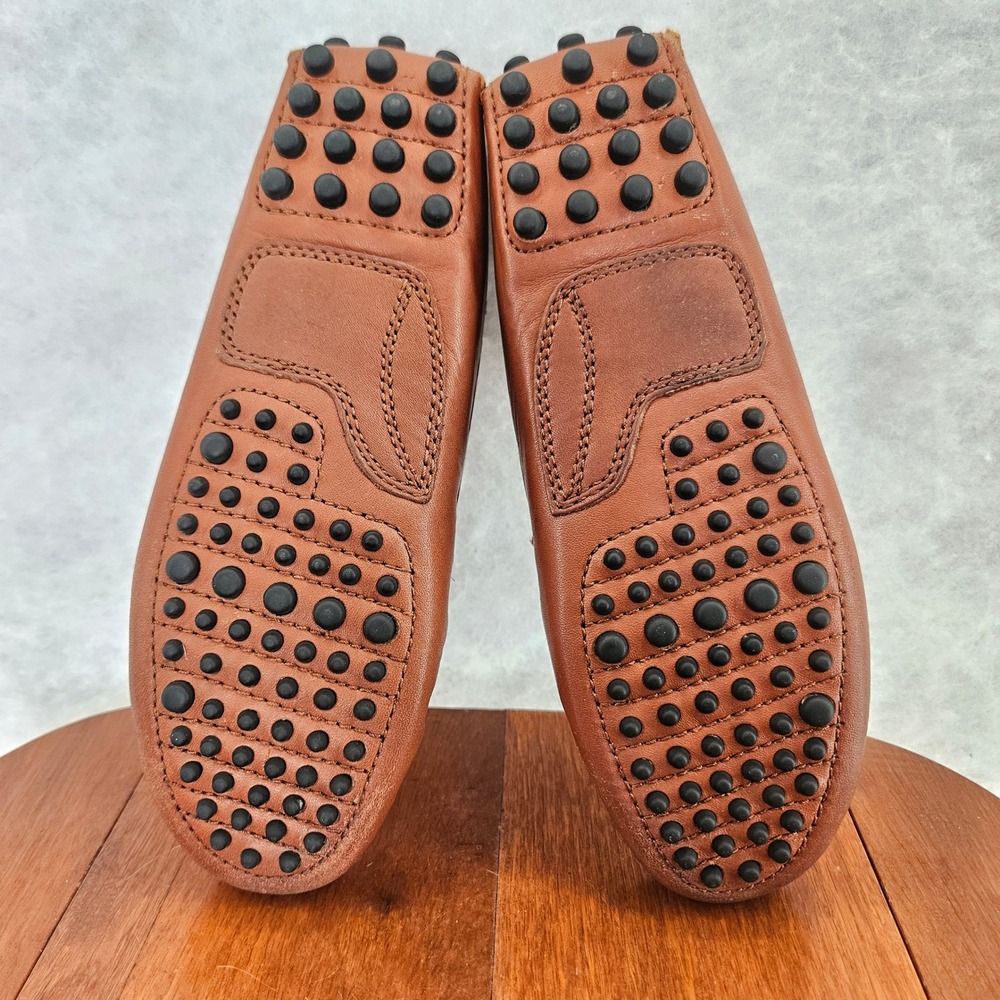 Lands End Leather Driving Loafers Moccasins Brown Slip On Shoes Mens Size 4 - Picture 7 of 9